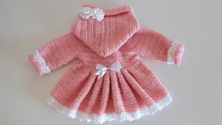 Crochet #17 How to crochet a hooded coat for a baby girl / PART1