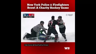 New York police and firefighters brawl a charity hockey game