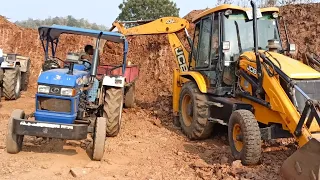 JCB 3Dx eco excellence loading Mud with Eicher 480 | powertrac 439 Plus and jcb Video