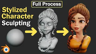 How To Sculpt A Stylized Character Head In Blender Full Process | Blender Sculpting Tutorial