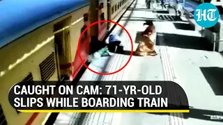 Watch: Eldery woman falls into gap between moving train, platform; sustains multiple injuries