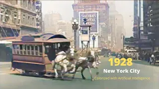 New York City 1928 - Colorized with AI [DeOldify]