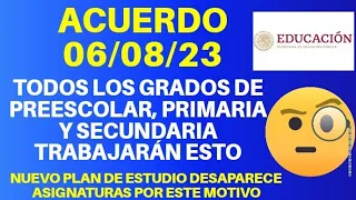 Acuerdo 06/08/23 Por el que se establece el plan de estudio para Educación Básica. SEP.