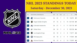 NHL Standings Today as of December 30, 2023 | NHL Highlights | NHL Schedule ~ December 31, 2023