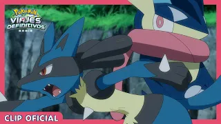 ¡Greninja vs. Lucario! | Serie Viajes Definitivos Pokémon | Clip oficial