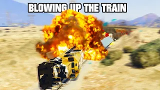 BLOWING UP THE TRAIN in GTA 5 Epic Train Crash - Train Derailment High Speed Railway Train Explosion