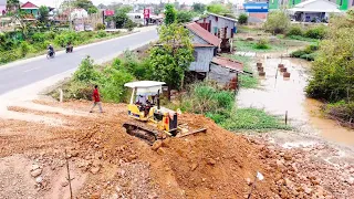 Full Video 2Project Complete! Land fill up processing 5Ton Dump Truck with DOZEr KOMATSU  push soil