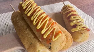 Crispy & Soft Cheese Potato Hot Dog - Simple & Delicious! #cheese #potato #hotdog #simplerecipe