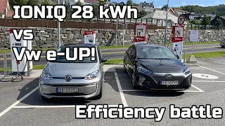 IONIQ 28 kWh vs 2020 e-UP! efficiency battle