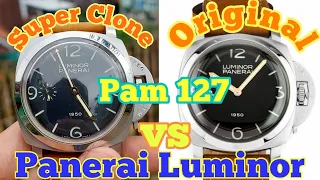 Fake Panerai Luminor 1950 Pam 127 VS Original (Genuine) // Super clone panerai Luminor vs Genuine