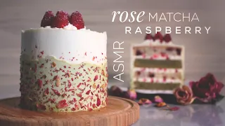 ASMR Cooking - Rose Jelly, Matcha Green Tea, Raspberry Cake (no music, no talking, real ASMR sounds)