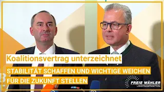 Pressekonferenz der FREIE WÄHLER Landtagsfraktion zur Unterzeichnung des Koalitionsvertrags