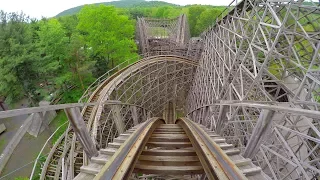 4K AWESOME Twister Roller Coaster Front Seat POV Knoebels Amusement Park