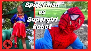 Little Heroes Spiderman vs Supergirl Robot in Real Life | New Superheroes Battle | Super Hero Kids 4