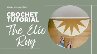 Make this adorable crochet sun rug, easy beginner friendly crochet half circle rug, The Elio Rug