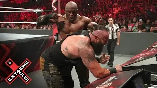 Lashley smothers Strowman with the announce table: WWE Extreme Rules 2019 (WWE Network Exclusive)