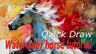 Quick draw-watercolor horse tutorial