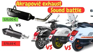 Vespa GTS 300 Akrapovic vs fake Akrapovic - exhaust sound battle beеtwin three scooters Vespa GTS