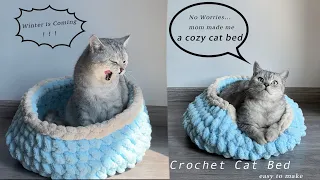 Warm Cozy Crochet Cat Bed for cat lovers and crochet beginners| Winter is Coming!