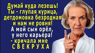 - Да ты - глупая курица и нам не ровня! – заявила свекровь, - А мой сын – орёл!