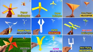 9 Best paper helicopter , Easy paper Flying toy , how to make Flying helicopter