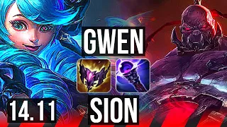 GWEN vs SION (TOP) | 6k comeback, 8 solo kills, 53k DMG, 1000+ games | EUW Diamond | 14.11