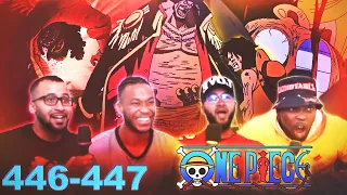 BLACKBEARD VS LUFFY! One Piece Ep 446 447 Reaction