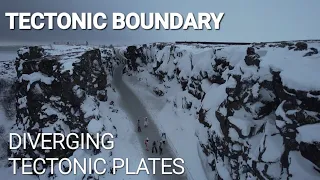 Tectonic Plate Boundary: Thingvellir Tectonic Rift Valley seen in winter ❄️ Iceland ⛰️ 4K Drone