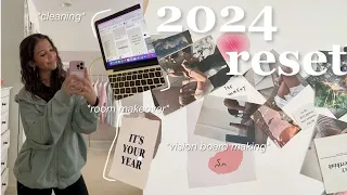 GETTING MY LIFE *back* TOGETHER FOR 2024🧘‍♀️🤍 vision board, productive, room makeover