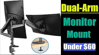 HUANUO Dual Monitor Mount | Aluminum Gas Spring Arm HOLDS UP TO 32" Monitor