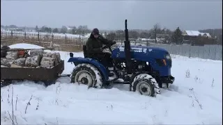 Зимой на минитракторе за дровами! русич 224