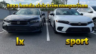 2022 civic lx /sport / touring trims compared