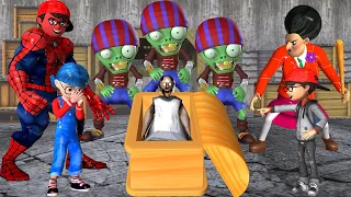 Scary teacher 3D Granny and Zombie Troll Tani with Spider NickHulk and Miss T Rescue Funny Animation