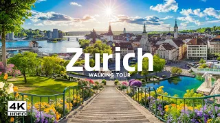 Zurich in Summer beautiful  Walking Tour Switzerland🇨🇭 4K