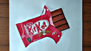 Kitkat Chocolate drawing - Step by Step || Realistic Colour Sketch of kitkat chocolate ||