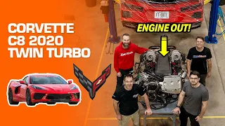 Top mount TWIN TURBO C8 Corvette FuelTech + Dual Clutch Upgrade + Engine OUT! (English Subtitles)