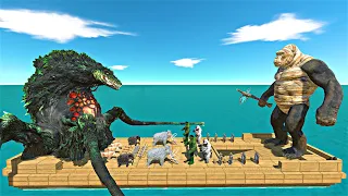 Prehistoric and Primates War on Ship | Mummy King Kong vs Biollante - Animal Revolt Battle Simulator