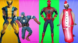 SUPERHERO COLOR DANCE CHALLENGE Spiderman vs Granny vs Captain America vs Wolverine