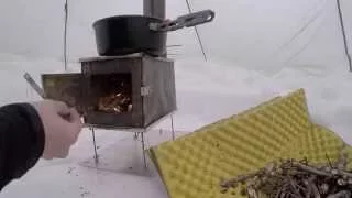 Hot Tent BushCraft wood stove Winter overnight survival