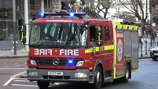 London Fire Brigade  Pump Ladder Responding with lots of bullhorn