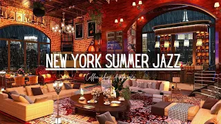 New york summer jazz/rainy new york bar jazz with thunderstorm asmr