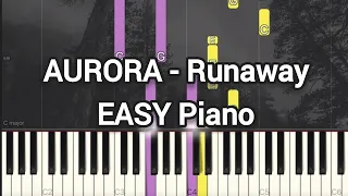 AURORA - Runaway | Simple Piano (Simple Piano Pop Songs, Piano Tutorial) Sheet 琴譜