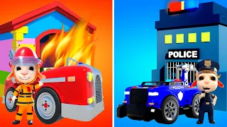 Firefighter vs Policeman | Cartoon for Kids | Dolly and Friends