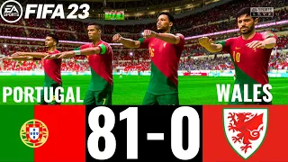 FIFA 23 - PORTUGAL 81-0 WALES ! FIFA WORLD CUP FINAL 2022 QATAR - RONALDO VS BALE !