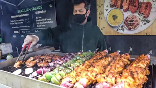 Skewers of Beef from Brazil. Big and Colourful. Street Food of London