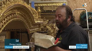 Un artisan doreur restaurateur redonne vie au dais de procession de la cathédrale de Chartres