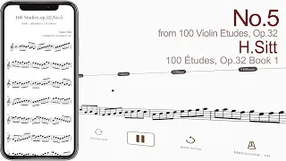 No.5 from 100 Violin Etudes, Op.32 | H.Sitt 【 Violin Sheet Music 】