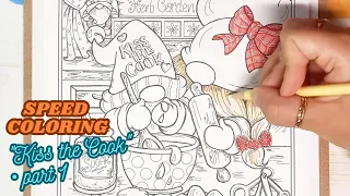 🍪 Coloring with Colored Pencils & Markers | Timelapse/Speed Coloring | "Kiss the Cook" • Part 1