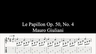 Le Papillon Op. 50, N. 4 Guitar Tablature and Notation Play Along in HD