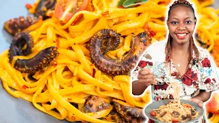 Creamy Coconut Octopus Pasta( Linguine) | Valentines day dinner Ideas